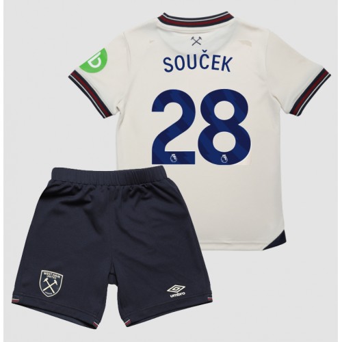 Stroje piłkarskie West Ham United Tomas Soucek #28 Koszulka Wyjazdowej dla dzieci 2025-26 Krótki Rękaw (+ szorty)